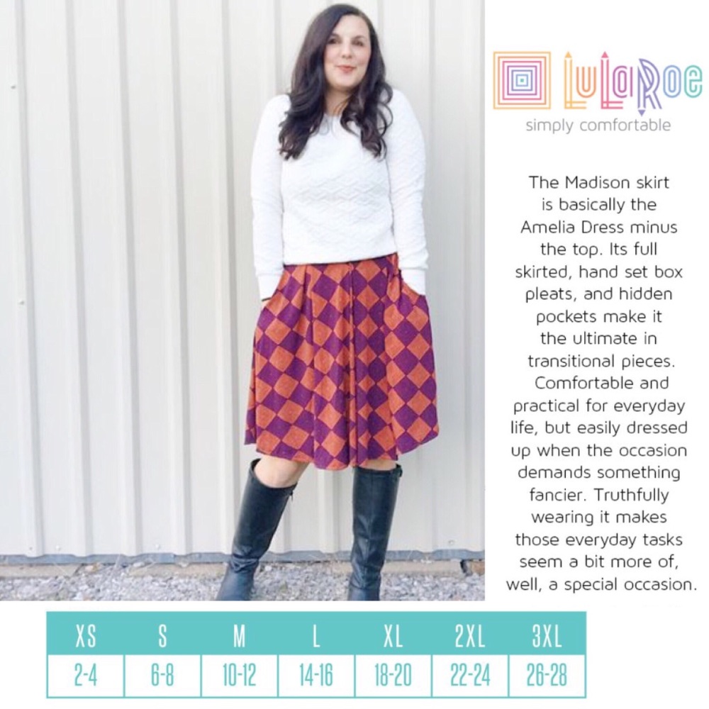 Lularoe 2XL Madison skirt, concealed pockets NWT